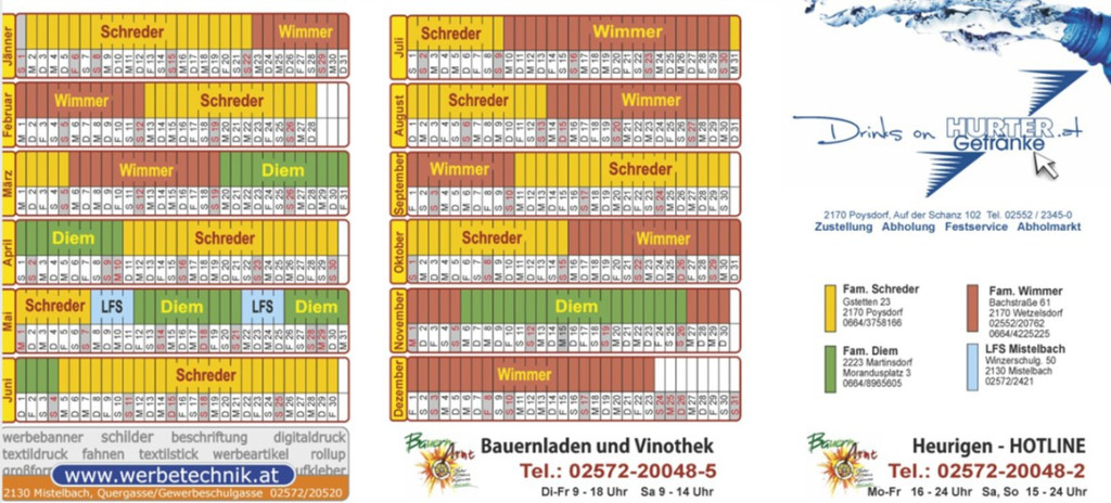 Heurigenkalender innen 2023